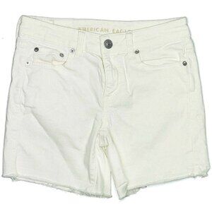 American Eagle Midi Shorts Frayed Hem White Size 2